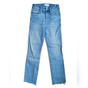 Frame Le High Straight Denim Blue Ankle Cropped Jeans